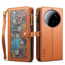 Per Xiaomi 15 Ultra ESEBLE Star Series Portafoglio con cerniera RFID Custodia in pelle per telefono (marrone)