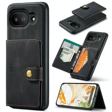 Per Google Pixel 9a JEEHOOD J01 Retro Custodia magnetica staccabile per telefono (nero)