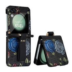 Per Samsung Galaxy Z Flip6 VIETAO Custodia per telefono con motivo in rilievo integrato e copertura completa con cinturino da polso (nero)