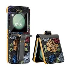 Per Samsung Galaxy Z Flip6 VIETAO Custodia per telefono con motivo in rilievo integrato a copertura totale con cinturino da polso (grigio)