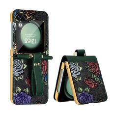 Per Samsung Galaxy Z Flip6 VIETAO Custodia per telefono con motivo in rilievo integrato e copertura completa con cinturino da polso (verde)