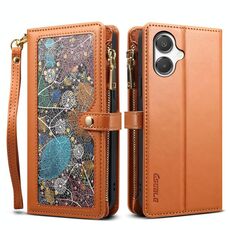 Per Samsung Galaxy A06 5G ESEBLE Star Series Portafoglio con cerniera RFID Custodia in pelle (marrone)