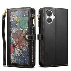 Per Samsung Galaxy A06 5G ESEBLE Star Series Portafoglio con cerniera RFID Custodia in pelle (nero)