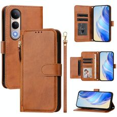 Per vivo V50 Lite 5G Multi-Card Slots Zipper Wallet Custodia in pelle per telefono (marrone)
