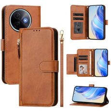 Per vivo Y39 5G Global Multi-Card Slots Zipper Wallet Custodia in pelle per telefono (marrone)