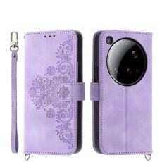 Per Xiaomi 15 Ultra Skin Feel Flowers Custodia in pelle con portafoglio in rilievo (viola)