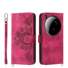 Per Xiaomi 15 Ultra Skin Feel Flowers Custodia in pelle con portafoglio in rilievo (rosso vino)