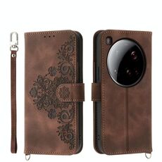 Per Xiaomi 15 Ultra Skin Feel Flowers Custodia in pelle con portafoglio in rilievo (marrone)