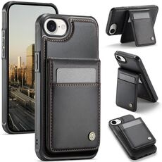 Per iPhone 16e JEEHOOD J06 British Style RFID MagSafe Card Bag PU Custodia per telefono (nero)