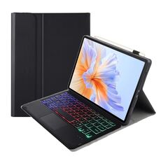 Per Honor Pad V9 AH27-AS Custodia per tablet in pelle con tastiera Bluetooth retroilluminata staccabile ultrasottile con touchpad (nero)