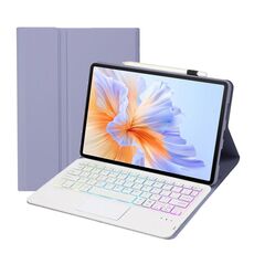 Per Honor Pad V9 AH27-AS Custodia per tablet in pelle con tastiera Bluetooth retroilluminata staccabile ultrasottile con touchpad (bianco lavanda)