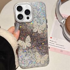 Per iPhone 15 Pro Max Custodia per telefono IMD con farfalle e cielo stellato sfumato (nero)