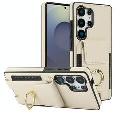 Per Samsung Galaxy S25 Ultra 5G Custodia per telefono con anello elastico per carte di credito (bianca)