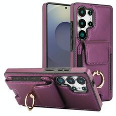 Per Samsung Galaxy S25 Ultra 5G Custodia per telefono con anello elastico per carte di credito (viola)