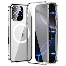 Per iPhone 16 Pro Max 360 Custodia per telefono magnetica smerigliata MagSafe a corpo intero (argento)
