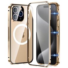 Per iPhone 15 Pro Max 360 Custodia per telefono magnetica smerigliata MagSafe a corpo intero (oro deserto)