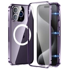 Per iPhone 15 Pro Max 360 Custodia per telefono magnetica smerigliata MagSafe a corpo intero (viola)