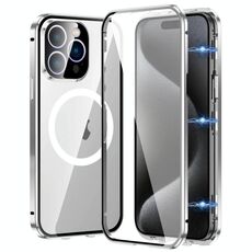 Per iPhone 15 Pro Max 360 Custodia per telefono magnetica smerigliata MagSafe a corpo intero (argento)