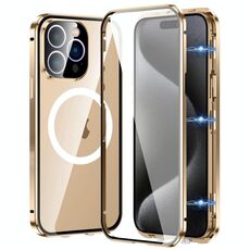 Per iPhone 15 Pro 360 Custodia per telefono magnetica smerigliata MagSafe a corpo intero (oro deserto)