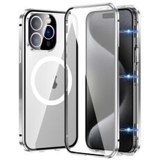 Per iPhone 15 Pro 360 Custodia per telefono magnetica smerigliata MagSafe a corpo intero (argento)