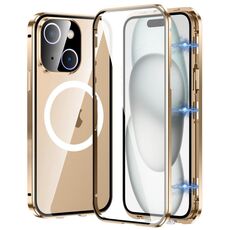 Per iPhone 15 360 Custodia per telefono magnetica smerigliata MagSafe a corpo intero (oro deserto)