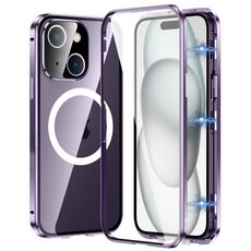 Per iPhone 15 360 Custodia per telefono magnetica smerigliata MagSafe a corpo intero (viola)