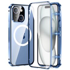 Per iPhone 15 360 Custodia per telefono magnetica smerigliata MagSafe a corpo intero (Sierra Blue)