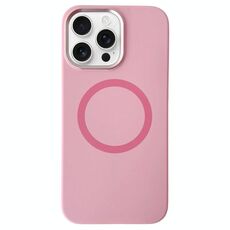 Per iPhone 16 Pro Max Custodia per telefono MagSafe in silicone liquido con struttura in metallo (rosa pesca)