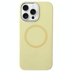 Per iPhone 16 Pro Custodia per telefono MagSafe in silicone liquido con struttura in metallo (giallo crema)