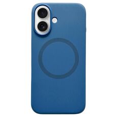 Per iPhone 16 Plus Custodia per telefono MagSafe in silicone liquido con struttura in metallo (blu navy)