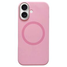 Per iPhone 16 Plus Custodia per telefono MagSafe in silicone liquido con struttura in metallo (rosa pesca)