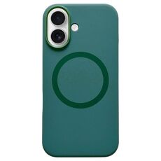 Per iPhone 16 Plus Custodia per telefono MagSafe in silicone liquido con struttura in metallo (verde scuro)