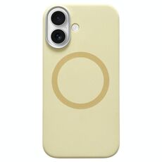 Per iPhone 16 Plus Custodia per telefono MagSafe in silicone liquido con struttura in metallo (giallo crema)