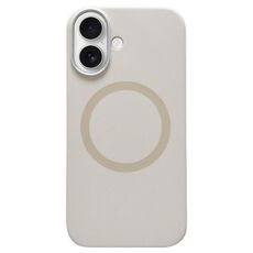 Per iPhone 16 Plus Custodia per telefono MagSafe in silicone liquido con struttura in metallo (bianco tè al latte)