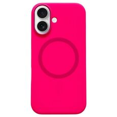 Per iPhone 16 Plus Custodia per telefono MagSafe in silicone liquido con struttura in metallo (rosso rosa)
