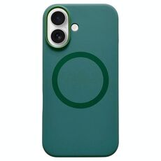 Per iPhone 16 Custodia per telefono MagSafe in silicone liquido con struttura in metallo (verde scuro)