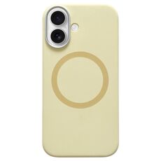 Per iPhone 16 Custodia per telefono MagSafe in silicone liquido con struttura in metallo (giallo crema)