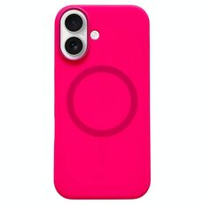 Per iPhone 16 Custodia per telefono MagSafe in silicone liquido con struttura in metallo (rosso rosa)