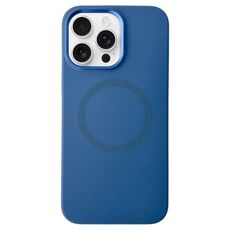 Per iPhone 15 Pro Max Custodia per telefono MagSafe in silicone liquido con struttura in metallo (blu navy)
