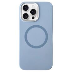 Per iPhone 15 Pro Max Custodia per telefono MagSafe in silicone liquido con struttura in metallo (Sierra Blue)
