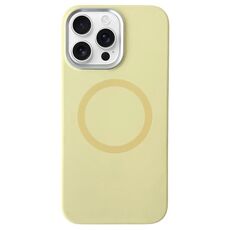 Per iPhone 15 Pro Max Custodia per telefono MagSafe in silicone liquido con struttura in metallo (giallo crema)