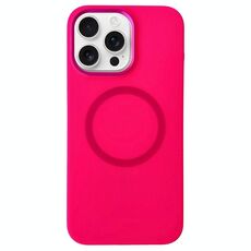 Per iPhone 15 Pro Max Custodia per telefono MagSafe in silicone liquido con struttura in metallo (rosso rosa)