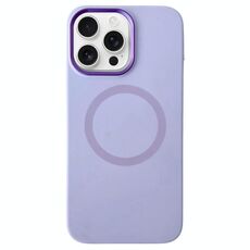 Per iPhone 15 Pro Max Custodia per telefono MagSafe in silicone liquido con struttura in metallo (lilla viola)