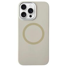 Per iPhone 15 Pro Custodia per telefono MagSafe in silicone liquido con struttura in metallo (bianco latte)