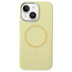 Per iPhone 15 Custodia per telefono MagSafe in silicone liquido con struttura in metallo (giallo crema)