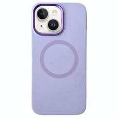 Per iPhone 15 Custodia per telefono MagSafe in silicone liquido con struttura in metallo (lilla viola)