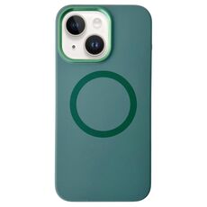 Per iPhone 14/13 Custodia per telefono MagSafe in silicone liquido con struttura in metallo (verde scuro)