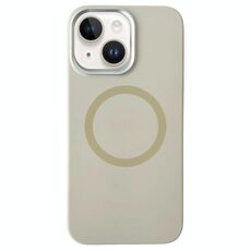 Per iPhone 14/13 Custodia per telefono MagSafe in silicone liquido con struttura in metallo (bianco latte)