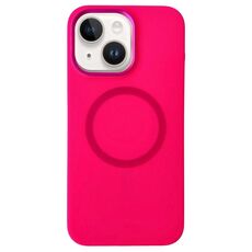 Per iPhone 14/13 Custodia per telefono MagSafe in silicone liquido con struttura in metallo (rosso rosa)