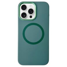 Per iPhone 14 Pro Custodia per telefono MagSafe in silicone liquido con struttura in metallo (verde scuro)